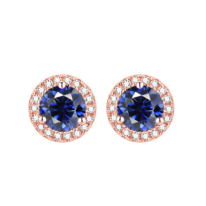 925 Sterling Silver Round Birthstone Stud Earrings – Zodiac-Inspired Zircon Jewelry Collection