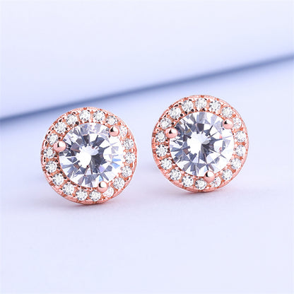 925 Sterling Silver Round Birthstone Stud Earrings – Zodiac-Inspired Zircon Jewelry Collection