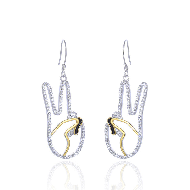 925 Sterling Silver Round Drop Earrings - Korean Style Geometric Dangle Earrings for Women