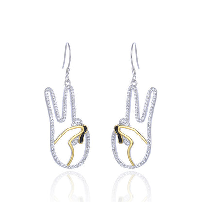 925 Sterling Silver Round Drop Earrings - Korean Style Geometric Dangle Earrings for Women