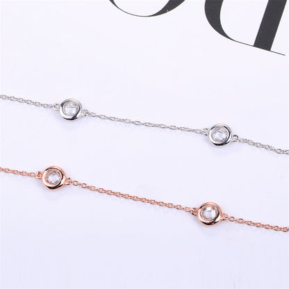 925 Sterling Silver Round Pendant Necklace - Korean Style Short Collarbone Chain