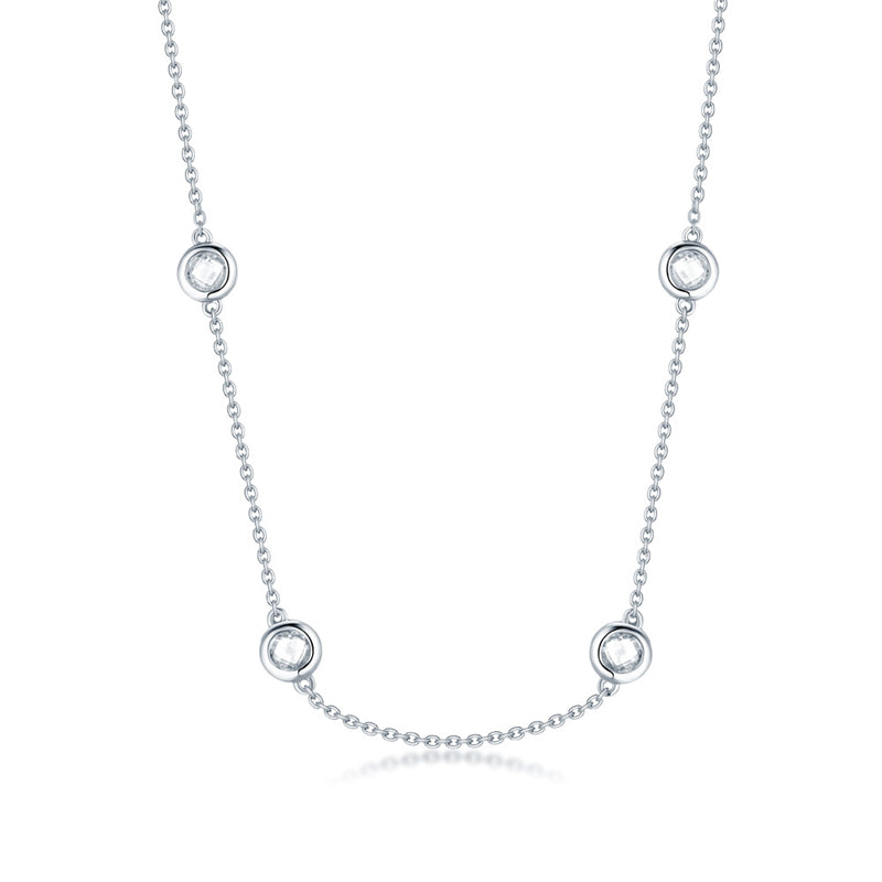 925 Sterling Silver Round Pendant Necklace - Korean Style Short Collarbone Chain
