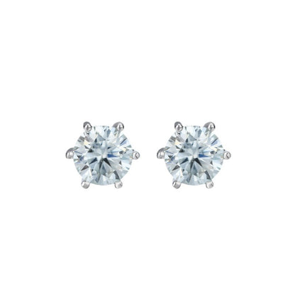 925 Sterling Silver Round Stud Earrings - 0.5ct & 1ct Diamond Simulant Options, Minimalist Everyday Jewelry for Women