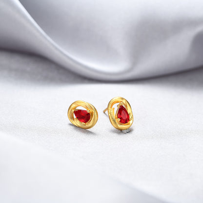 925 Sterling Silver Round Stud Earrings - Electroplated Korean Style Geometric Earrings with Plastic Stoppers