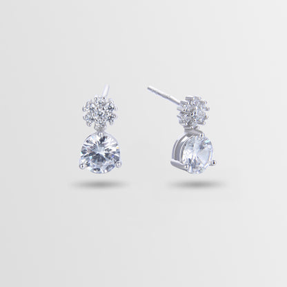 925 Sterling Silver Round Stud Earrings - Korean Style Diamond Accent Geometric Earrings with Plastic Stoppers