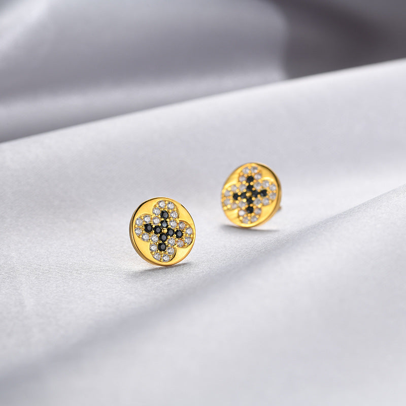 925 Sterling Silver Round Zircon Stud Earrings - Korean Style Minimalist Earrings with Plastic Backs