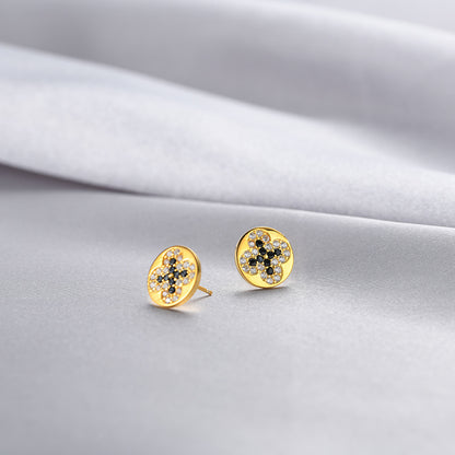 925 Sterling Silver Round Zircon Stud Earrings - Korean Style Minimalist Earrings with Plastic Backs