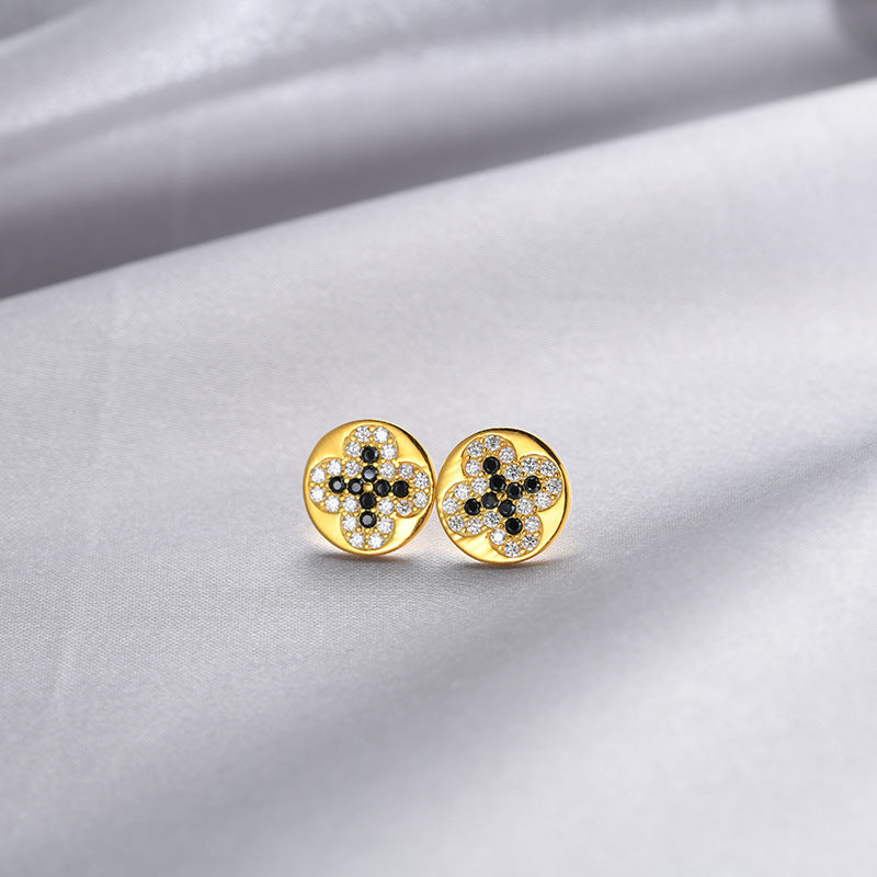 925 Sterling Silver Round Zircon Stud Earrings - Korean Style Minimalist Earrings with Plastic Backs
