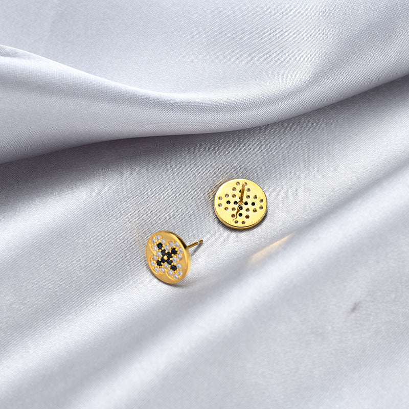 925 Sterling Silver Round Zircon Stud Earrings - Korean Style Minimalist Earrings with Plastic Backs