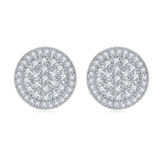 925 Sterling Silver Round Zircon Stud Earrings – Classic & Elegant Everyday Jewelry