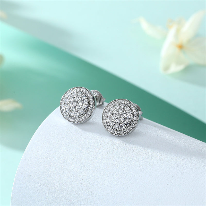 925 Sterling Silver Round Zircon Stud Earrings – Classic & Elegant Everyday Jewelry