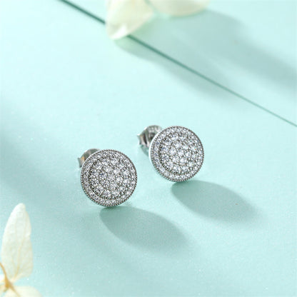 925 Sterling Silver Round Zircon Stud Earrings – Classic & Elegant Everyday Jewelry