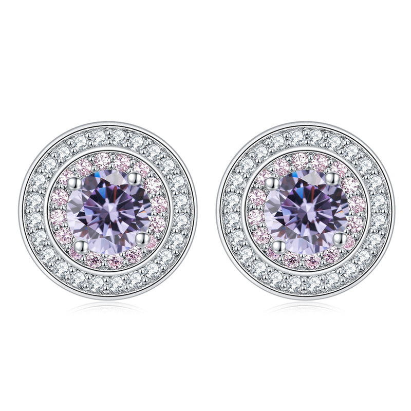 925 Sterling Silver Round Zircon Stud Earrings – Elegant Birthstone Collection