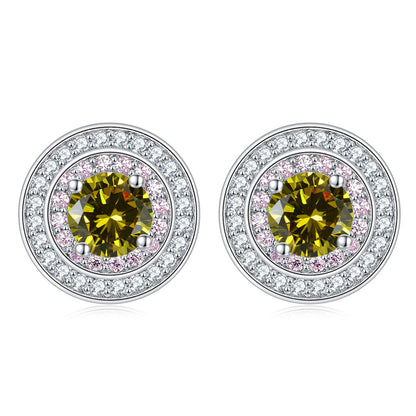 925 Sterling Silver Round Zircon Stud Earrings – Elegant Birthstone Collection