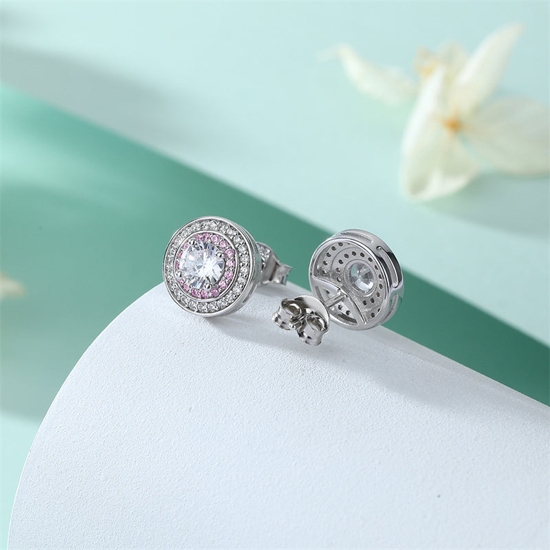 925 Sterling Silver Round Zircon Stud Earrings – Elegant Birthstone Collection