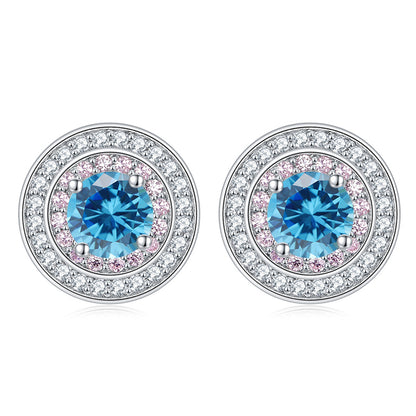925 Sterling Silver Round Zircon Stud Earrings – Elegant Birthstone Collection