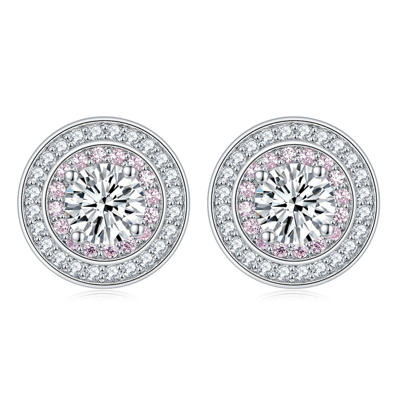 925 Sterling Silver Round Zircon Stud Earrings – Elegant Birthstone Collection