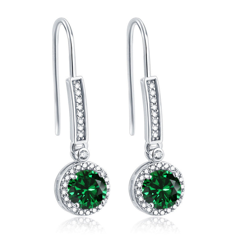 925 Sterling Silver Round Zircon Stud Earrings – Elegant Birthstone Collection in White & Rose Gold