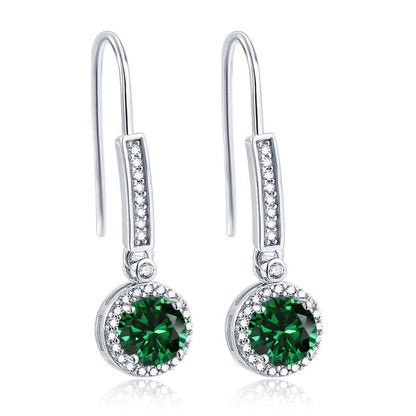 925 Sterling Silver Round Zircon Stud Earrings – Elegant Birthstone Collection in White & Rose Gold