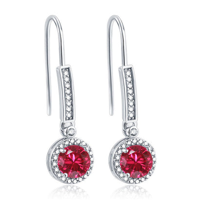 925 Sterling Silver Round Zircon Stud Earrings – Elegant Birthstone Collection in White & Rose Gold