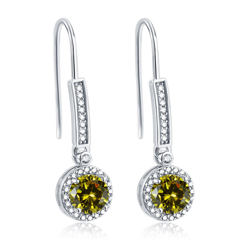 925 Sterling Silver Round Zircon Stud Earrings – Elegant Birthstone Collection in White & Rose Gold
