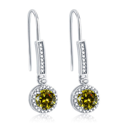 925 Sterling Silver Round Zircon Stud Earrings – Elegant Birthstone Collection in White & Rose Gold