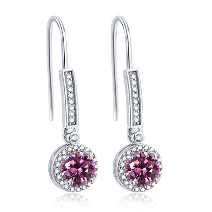 925 Sterling Silver Round Zircon Stud Earrings – Elegant Birthstone Collection in White & Rose Gold