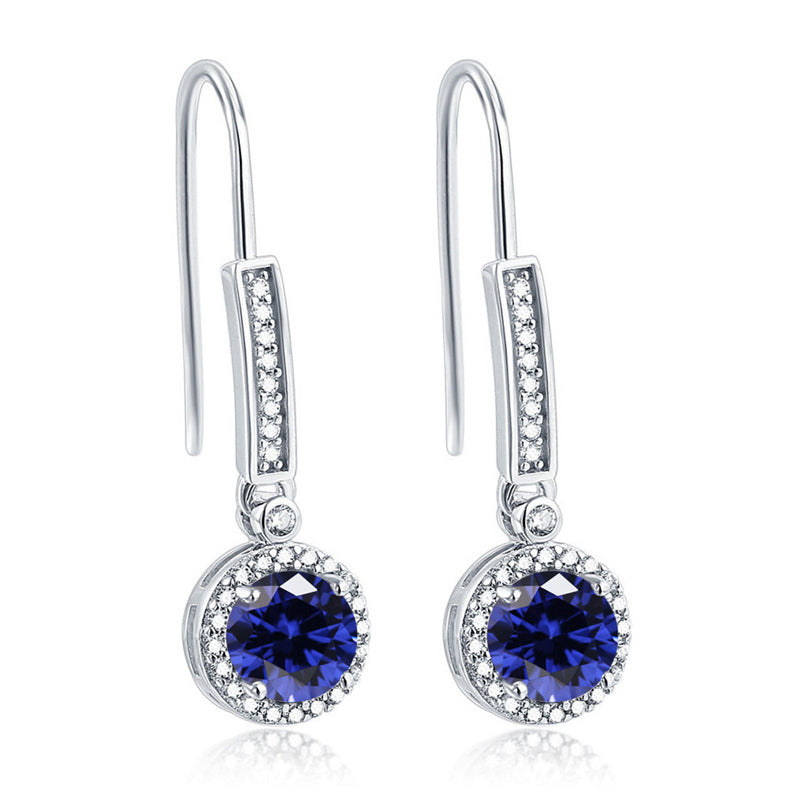 925 Sterling Silver Round Zircon Stud Earrings – Elegant Birthstone Collection in White & Rose Gold