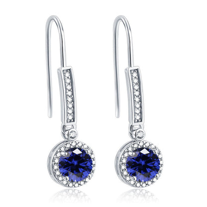 925 Sterling Silver Round Zircon Stud Earrings – Elegant Birthstone Collection in White & Rose Gold