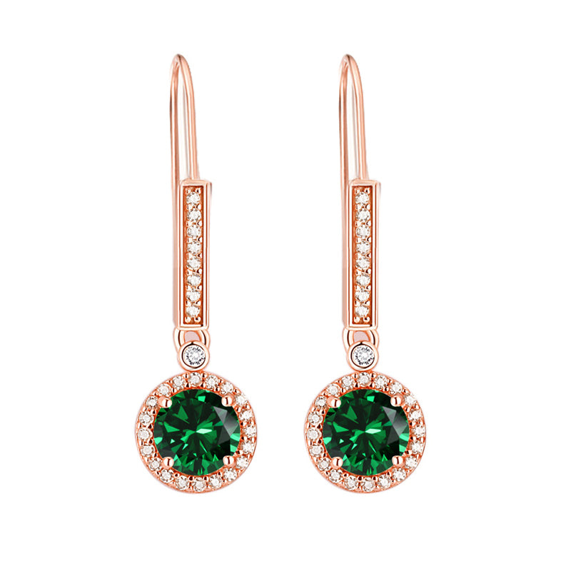 925 Sterling Silver Round Zircon Stud Earrings – Elegant Birthstone Collection in White & Rose Gold
