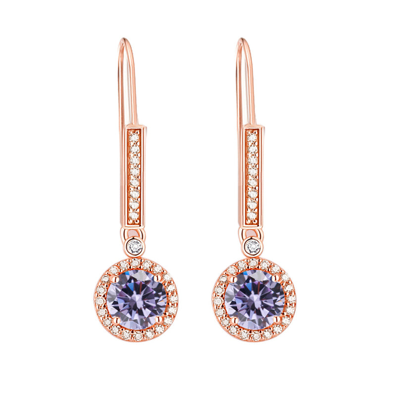 925 Sterling Silver Round Zircon Stud Earrings – Elegant Birthstone Collection in White & Rose Gold