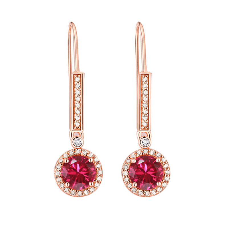 925 Sterling Silver Round Zircon Stud Earrings – Elegant Birthstone Collection in White & Rose Gold