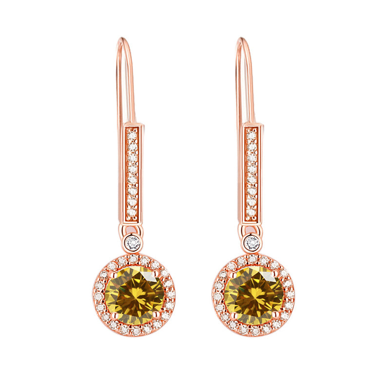 925 Sterling Silver Round Zircon Stud Earrings – Elegant Birthstone Collection in White & Rose Gold