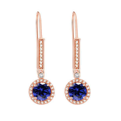925 Sterling Silver Round Zircon Stud Earrings – Elegant Birthstone Collection in White & Rose Gold