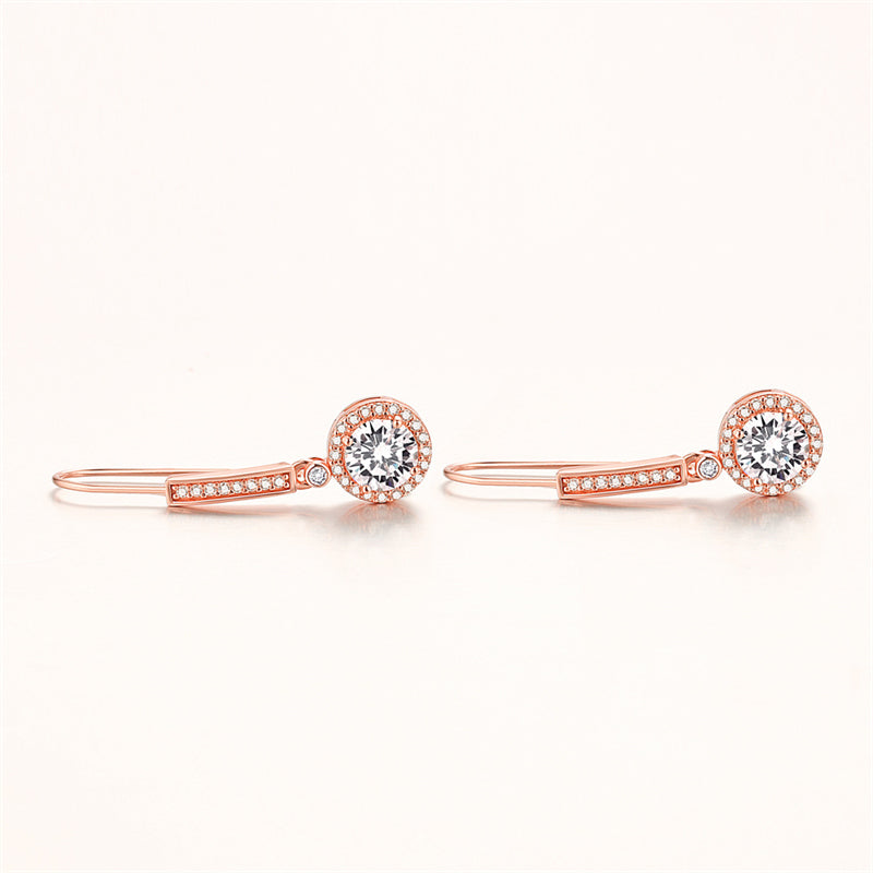 925 Sterling Silver Round Zircon Stud Earrings – Elegant Birthstone Collection in White & Rose Gold