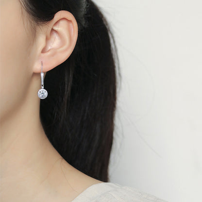 925 Sterling Silver Round Zircon Stud Earrings – Elegant Birthstone Collection in White & Rose Gold