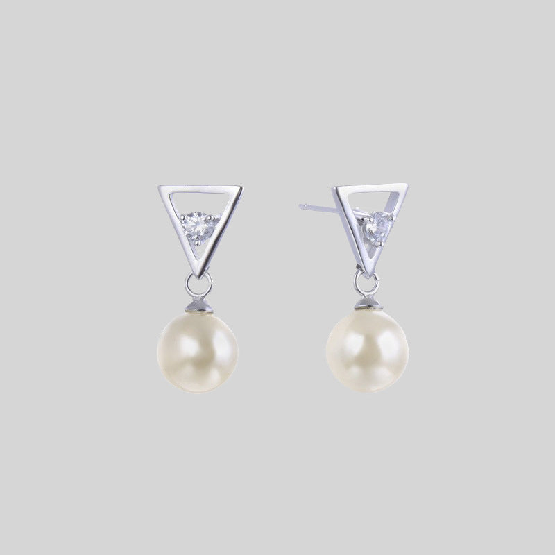 925 Sterling Silver Simulated Pearl Drop Earrings - Korean Style Shell Pearl Dangle Earrings with Plastic Backs