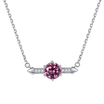 925 Sterling Silver Six-Prong Birthstone Necklace - Contemporary Geometric Pendant