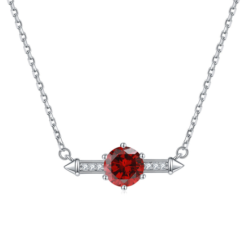 925 Sterling Silver Six-Prong Birthstone Necklace - Contemporary Geometric Pendant