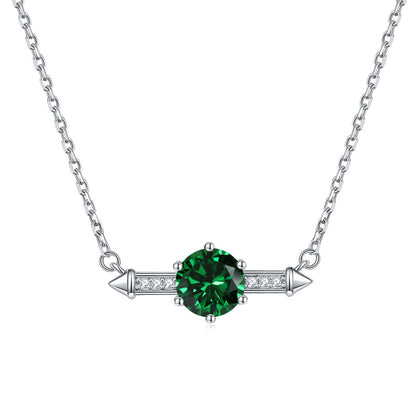 925 Sterling Silver Six-Prong Birthstone Necklace - Contemporary Geometric Pendant