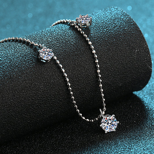 925 Sterling Silver Six-Prong Pendant Necklace - 3.2CT Moissanite Starry Sky Chain