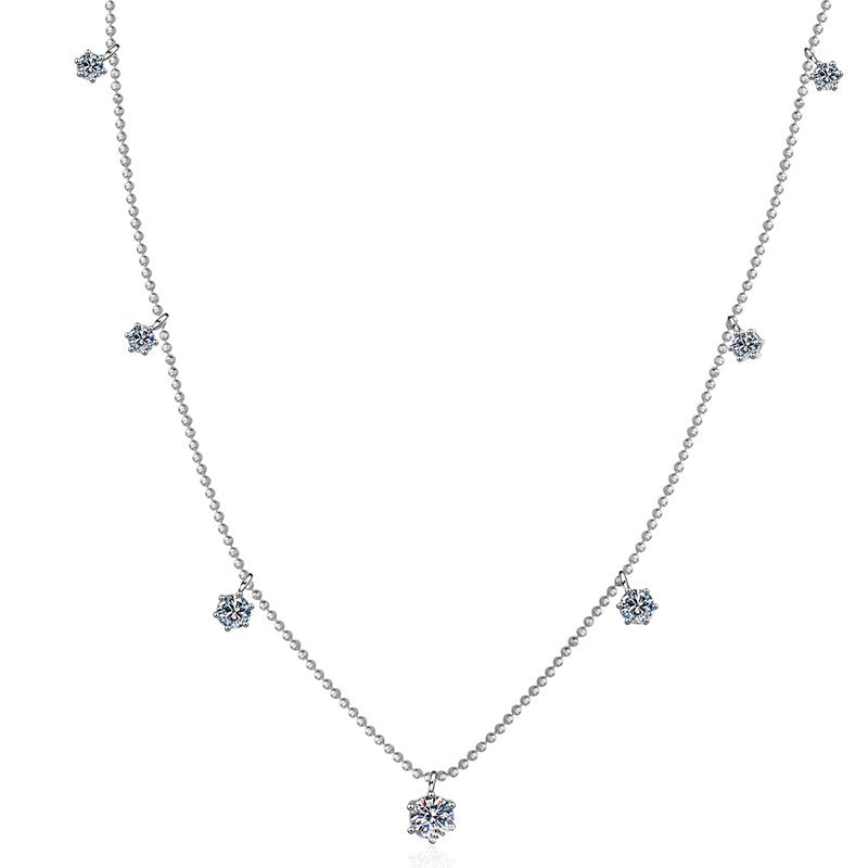 925 Sterling Silver Six-Prong Pendant Necklace - 3.2CT Moissanite Starry Sky Chain