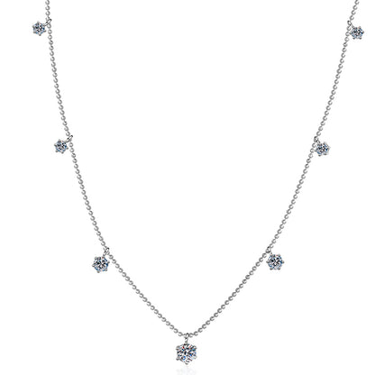925 Sterling Silver Six-Prong Pendant Necklace - 3.2CT Moissanite Starry Sky Chain