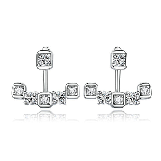 925 Sterling Silver Smile Tassel Earrings for Women Elegant Zircon Star Dangle Earrings White Gold Plated