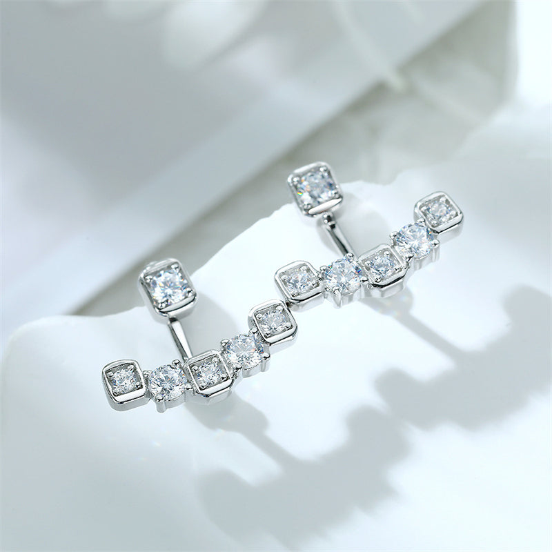 925 Sterling Silver Smile Tassel Earrings for Women Elegant Zircon Star Dangle Earrings White Gold Plated