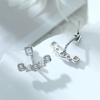 925 Sterling Silver Smile Tassel Earrings for Women Elegant Zircon Star Dangle Earrings White Gold Plated