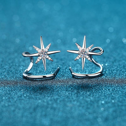 925 Sterling Silver Snowflake Hexagram Stud Earrings - 0.28ct Micro-Pave Moissanite