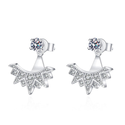925 Sterling Silver Snowflake Moissanite Drop Earrings - 0.89CT with Lion Dance Motifs
