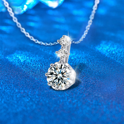 925 Sterling Silver Snowflake Pendant Necklace with 1ct Moissanite & Double Cross Chain - Rhodium Plated Women's Office Jewelry