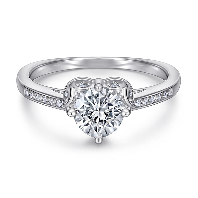 925 Sterling Silver Solitaire Zircon Ring - Minimalist Heart-Shaped Engagement Jewelry